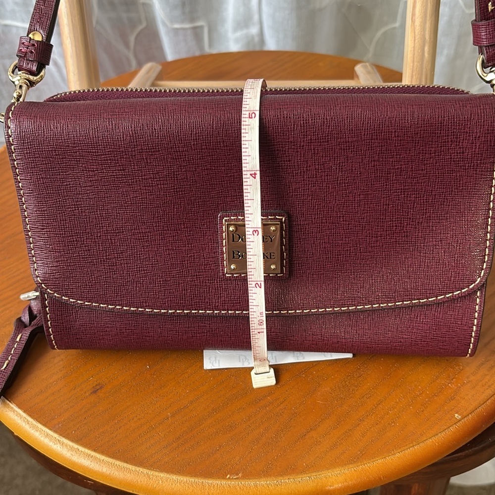 Dooney & Bourke Saffiano Burgundy Leather Crossbody - Picture 13 of 14